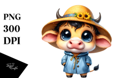 Expressive Baby Cow with Sun Hat | Sublimation | Clipart Product Image 1