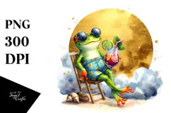 Happy Frog in Beachwear PNG Product Image 1