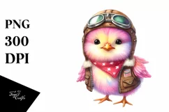 Smiling Cute Baby Chicken Aviator Suit Clipart Product Image 3