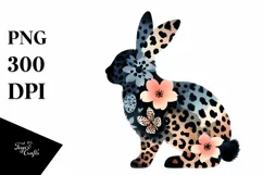 Easter Bunny Animal Print Flower, Clipart |T-shirt, Mug PNG Product Image 1