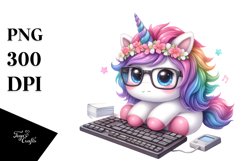 Baby Unicorn Programmer | Sublimation | Clipart Product Image 1