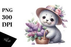 Detailed Baby Seal with Flowers Clipart Product Image 3