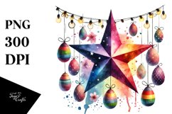 Washed Star with Easter Eggs PNG Product Image 1