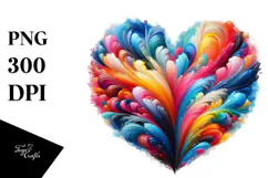 Colorful Heart Digital Painting PNG Product Image 1