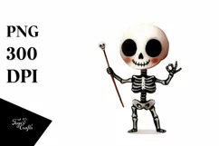 Funny Skeleton Halloween Clipart, PNG Product Image 1