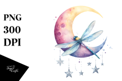 Boho Baby Dragonfly Sleeping on the Moon PNG Product Image 1