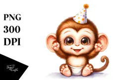 Cute Baby Monkey with Punk Look PNG Product Image 1