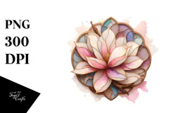 Stained Magnolia with Golden Frame PNG Product Image 1