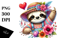 Cute Boho Baby Sloth, Transparent PNG Product Image 1