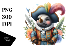 Colorful Baby Rhino Musketeer Suit Clipart Product Image 1