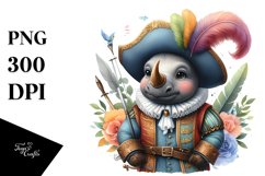 Colorful Baby Rhino Musketeer Suit Clipart Product Image 3