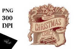 Retro Happy Christmas Day Png Product Image 1