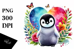 Baby Penguin with Heart PNG Product Image 1
