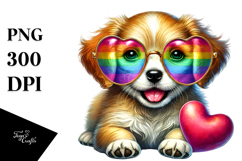 Colorful Puppy with Sunglasses, Transparent PNG Product Image 1