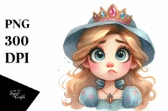 Watercolor Princess Portrait Hat Clipart Product Image 3