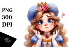 Watercolor Princess Portrait Hat Clipart Product Image 1