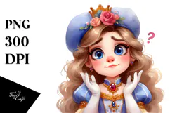 Watercolor Princess Portrait Hat Clipart Product Image 1