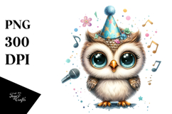 Cute Energetic Baby Owl PNG Product Image 1