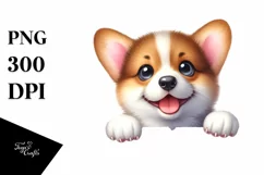 Cute Funny Watercolor Baby Corgi | Sublimation | Clipart Product Image 1