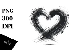 Simple Paintbrush Style Heart with Wings PNG Product Image 1