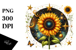 Sunflower Stars Watercolor Clipart Product Image 1