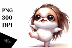 Expressive Baby Japanese Chin Dancing PNG Product Image 1