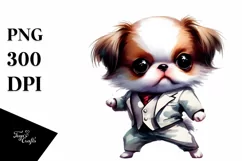 Expressive Baby Japanese Chin Dancing PNG Product Image 1