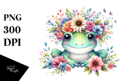 Colorful Frog with Flower Crown | Clipart Product Image 1