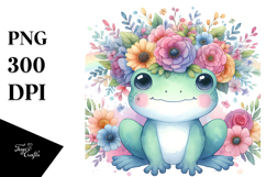 Colorful Frog with Flower Crown | Clipart Product Image 1