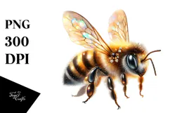 Digital Adorned Happy Cute Baby Bee PNG Product Image 1