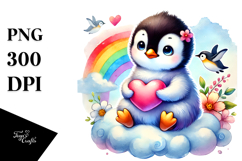 Colorful Baby Penguin on Cloud PNG Product Image 1