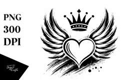 Simple Paintbrush Style Heart with Wings, High-Res PNG Product Image 1