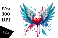 Digital Painting Heart with Wings PNG Product Image 1