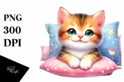 Colorful Baby Kitten Smiling PNG Product Image 1