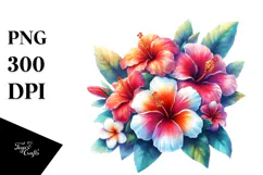 Colorful Hawaiian Flowers Glossy Petals Clipart Product Image 1