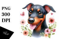 Baby Doberman Pinscher with Big Eyes PNG Product Image 1