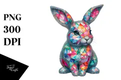 Colorful Bunny Made of Diamonds, PNG Product Image 1