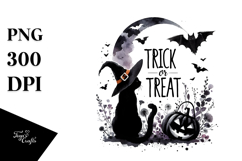 Trick or Treat BLACK CAT Halloween PNG Product Image 1
