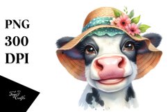 Cow Cow Portrait Sun Hat Big Eyes Clipart Product Image 3
