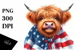 Huge Smile White Background Highland Cow Clipart Product Image 1