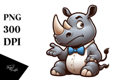 Goofy Rhino with Bow Tie, Transparent PNG Product Image 1