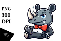Goofy Rhino with Bow Tie, Transparent PNG Product Image 1