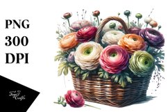 Abstract Basket Ranunculus Sublimation Clipart Product Image 1