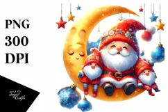 Christmas Gnomes on Moon, High-Res PNG Product Image 3
