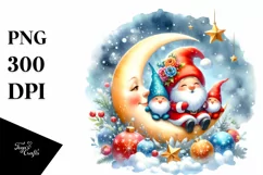 Christmas Gnomes on Moon, High-Res PNG Product Image 1