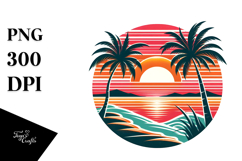 Retro Tropical Beach Sunset PNG Product Image 1