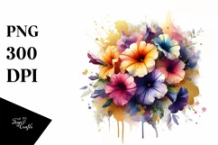 Abstract Vibrant Bouquet Gold Foil Clipart Product Image 3