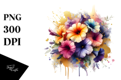 Abstract Vibrant Bouquet Gold Foil Clipart Product Image 1