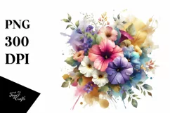 Abstract Vibrant Bouquet Gold Foil Clipart Product Image 1