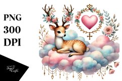 Adorned Deer Holding Heart PNG Product Image 1
